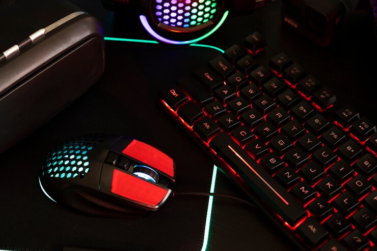 gaming keyboard and mouse and mouse pad